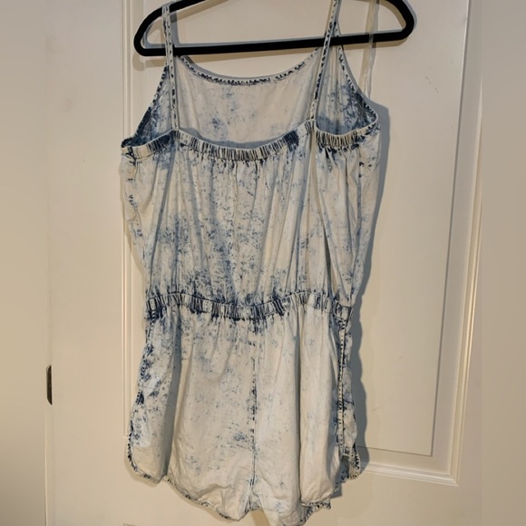 Indigo Rein XL Distressed Jean Spaghetti Strap Shorts Romper, P2P 22” length 29” - Picture 3 of 3